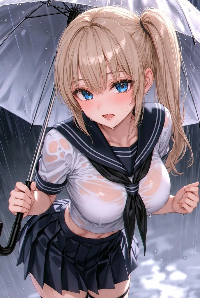 雨濡れ透け セーラー&ブレザー女子高生イラストコレクション 70点