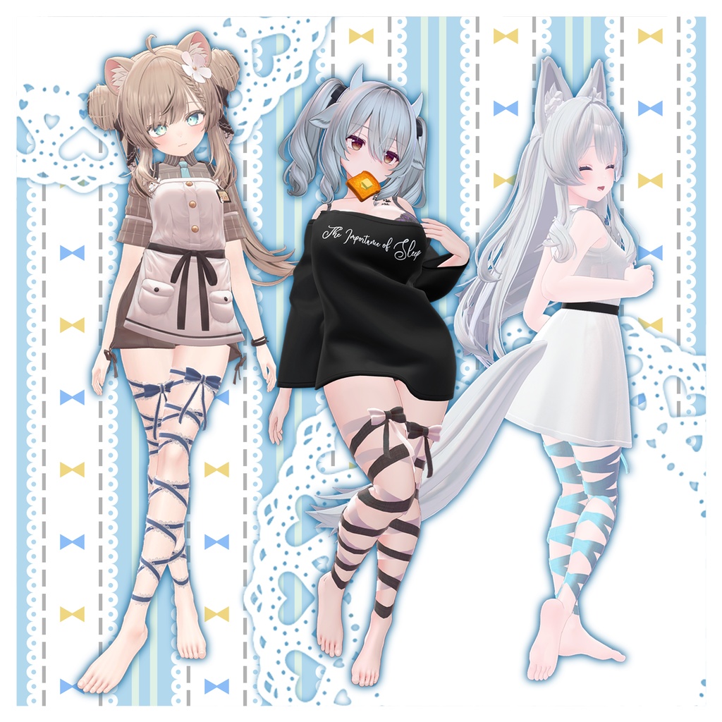 【SALE中❣】編み上げニーハイリボン【6アバター対応】