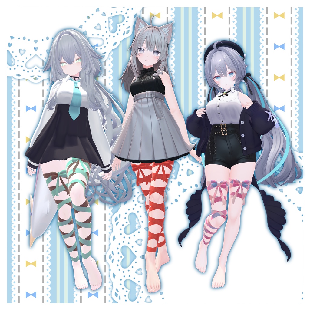 【SALE中❣】編み上げニーハイリボン【6アバター対応】
