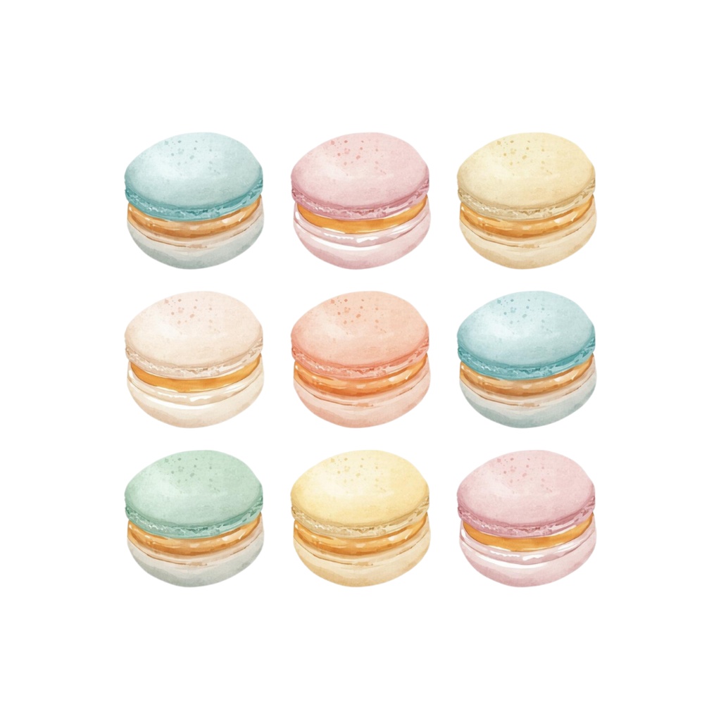 商用利用OK|①水彩アンティーク風カフェクリップアート(スイーツ・文房具・ノート・PC)PNG12点セット