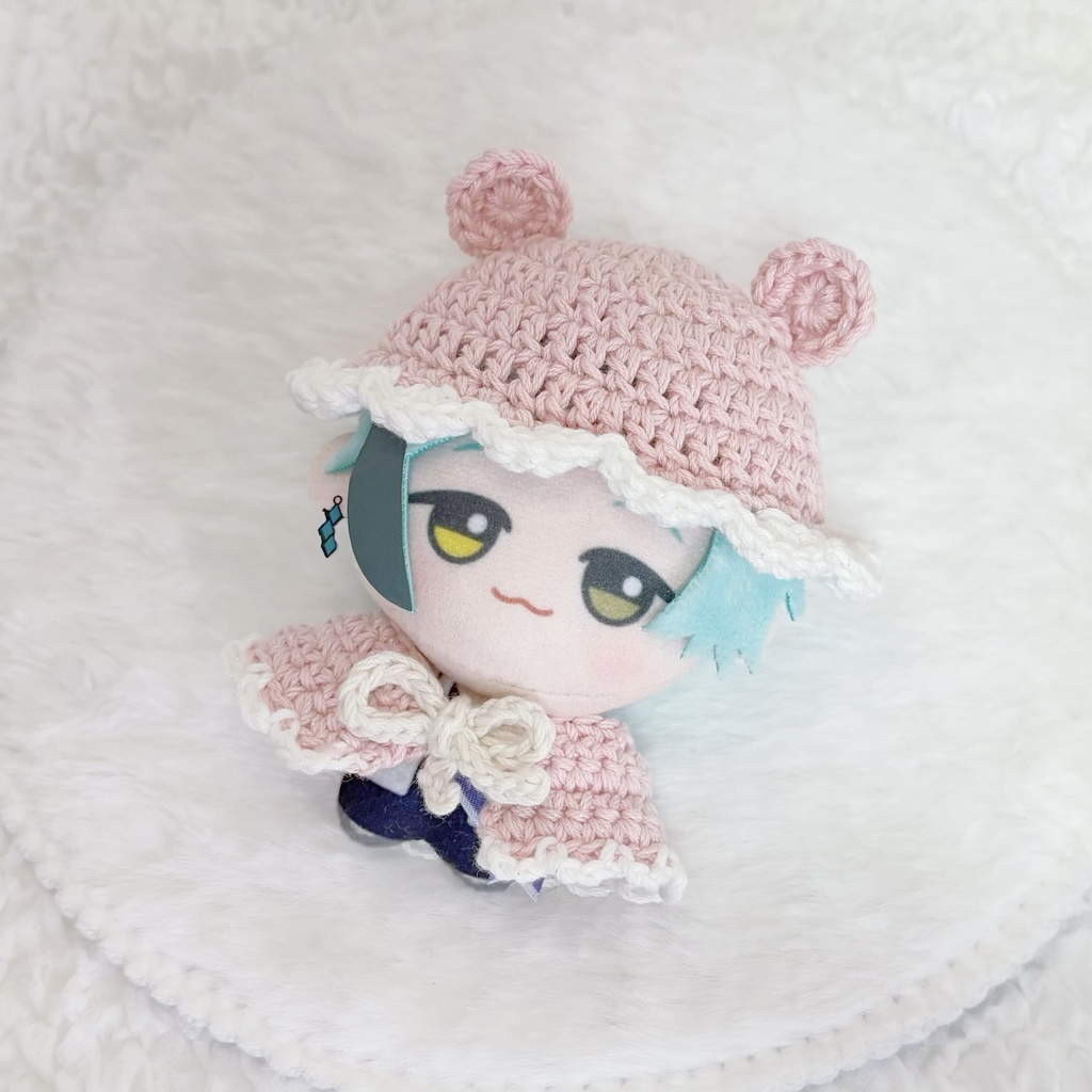 【ぬい服10cm】くま耳帽子&ポンチョセット