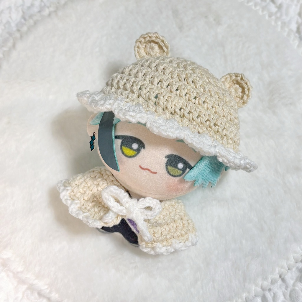 【ぬい服10cm】くま耳帽子&ポンチョセット