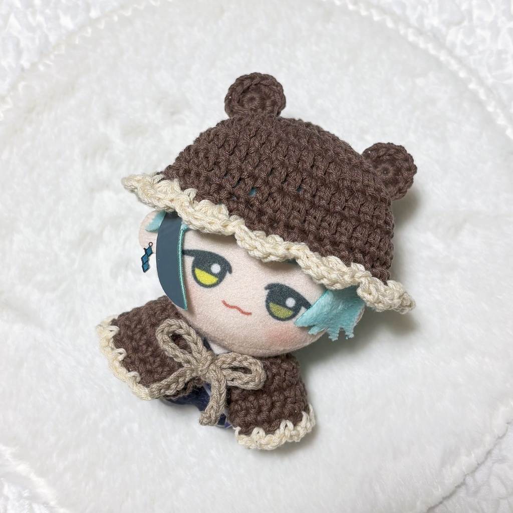 【ぬい服10cm】くま耳帽子&ポンチョセット