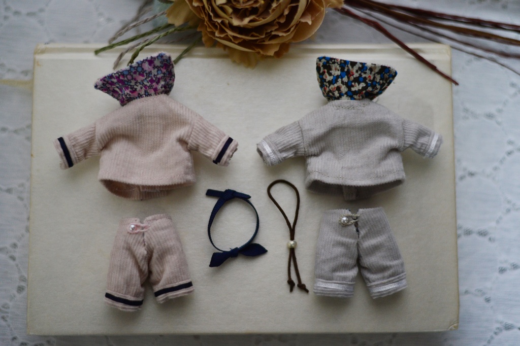 コーデュロイ×リバティ生地 セーラー服セット