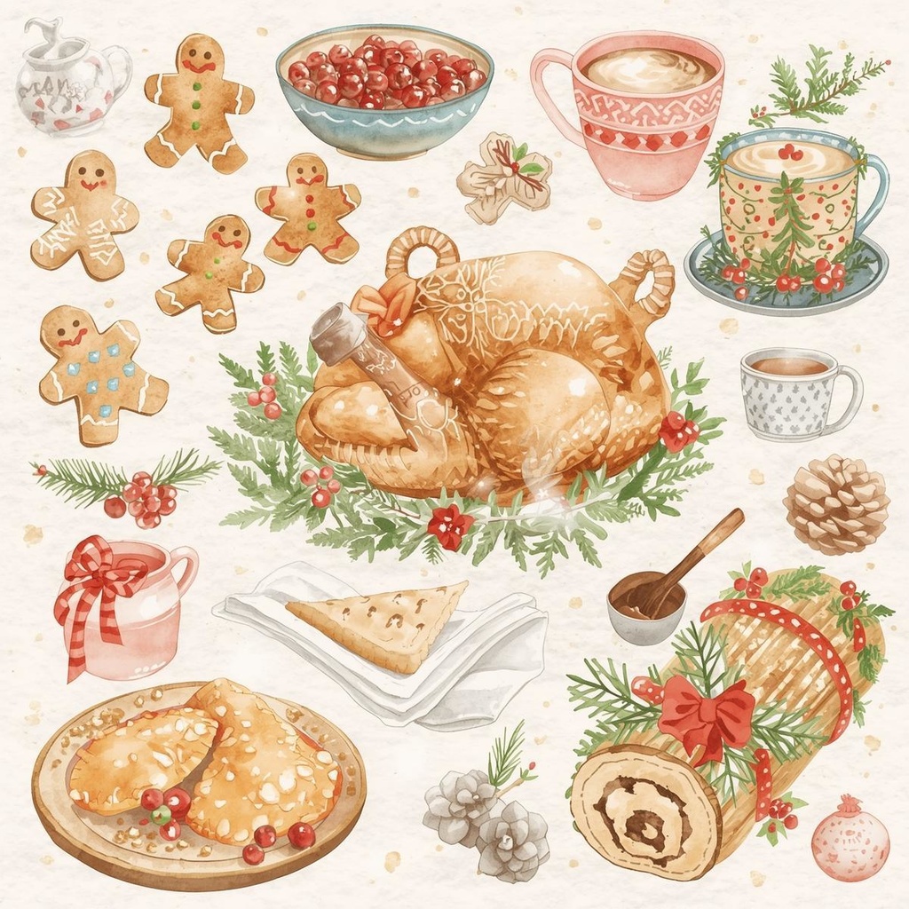 水彩クリスマス クリップアートセット(12種類)