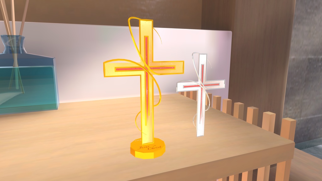 【Free/3D】 The Cross2/十字架/십자가 statue with jesus blood
