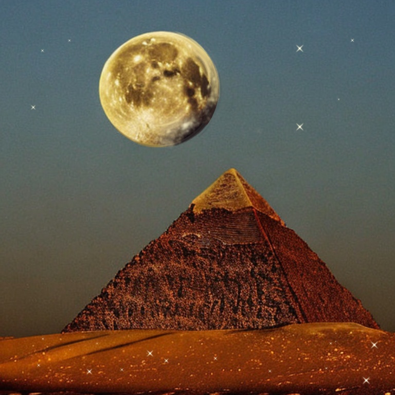 ピラミッドと満月