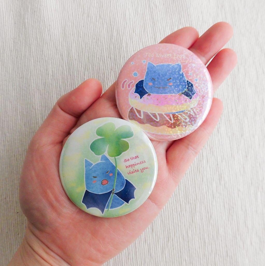コウモリ缶バッジ*キラキラ56mm2個セット