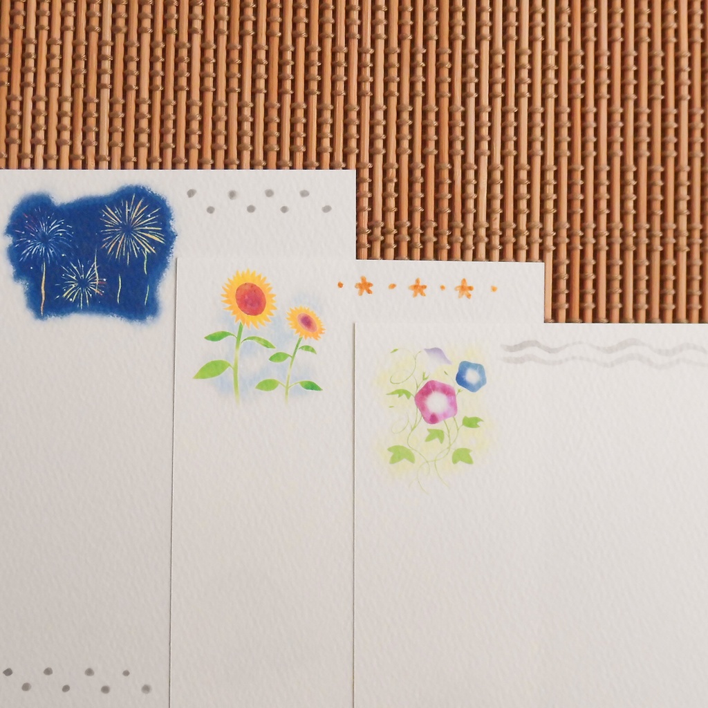 コウモリと夏の花ポストカード*3枚セット