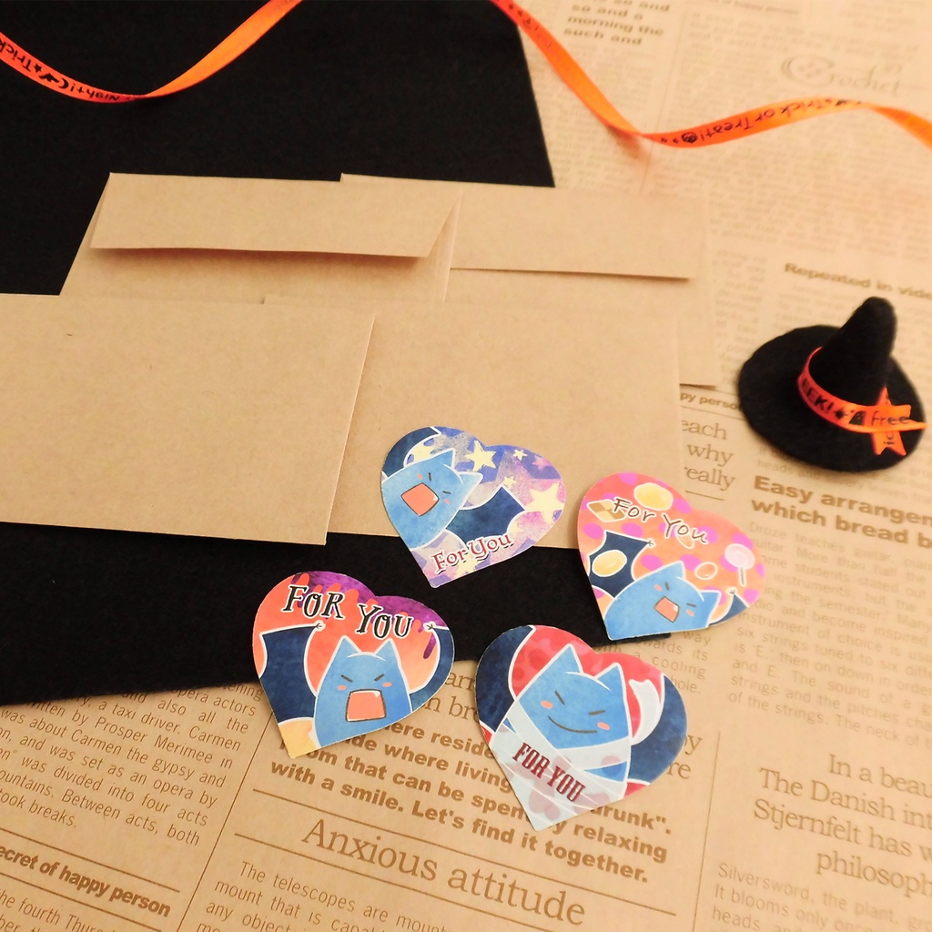 コウモリのハロウィンカードセット*ホワイト印刷