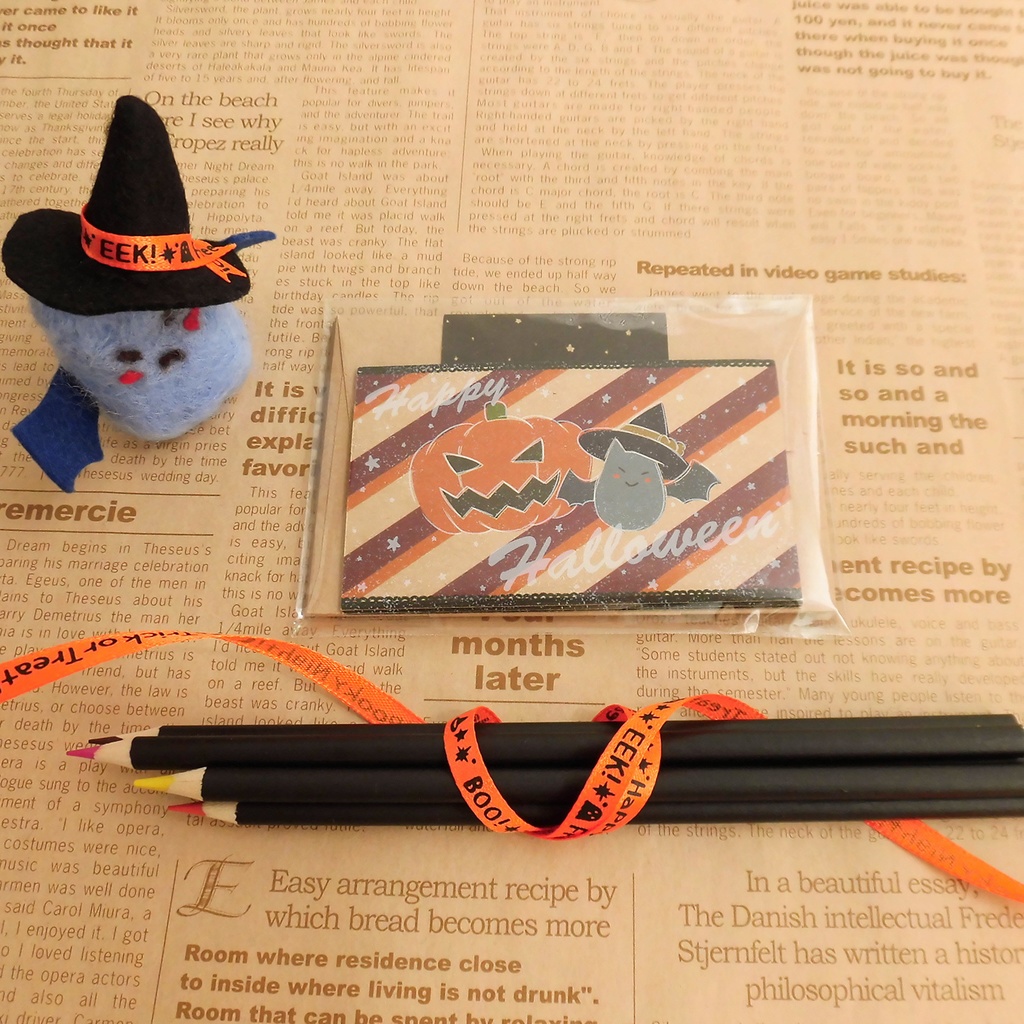 コウモリのハロウィンカードセット*ホワイト印刷