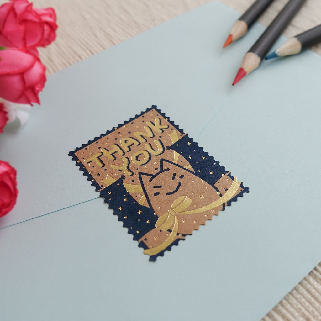 コウモリの箔押しサンキューシール*5枚