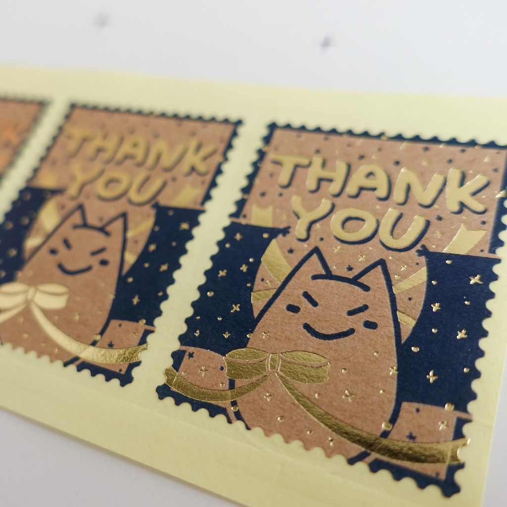 コウモリの箔押しサンキューシール*5枚