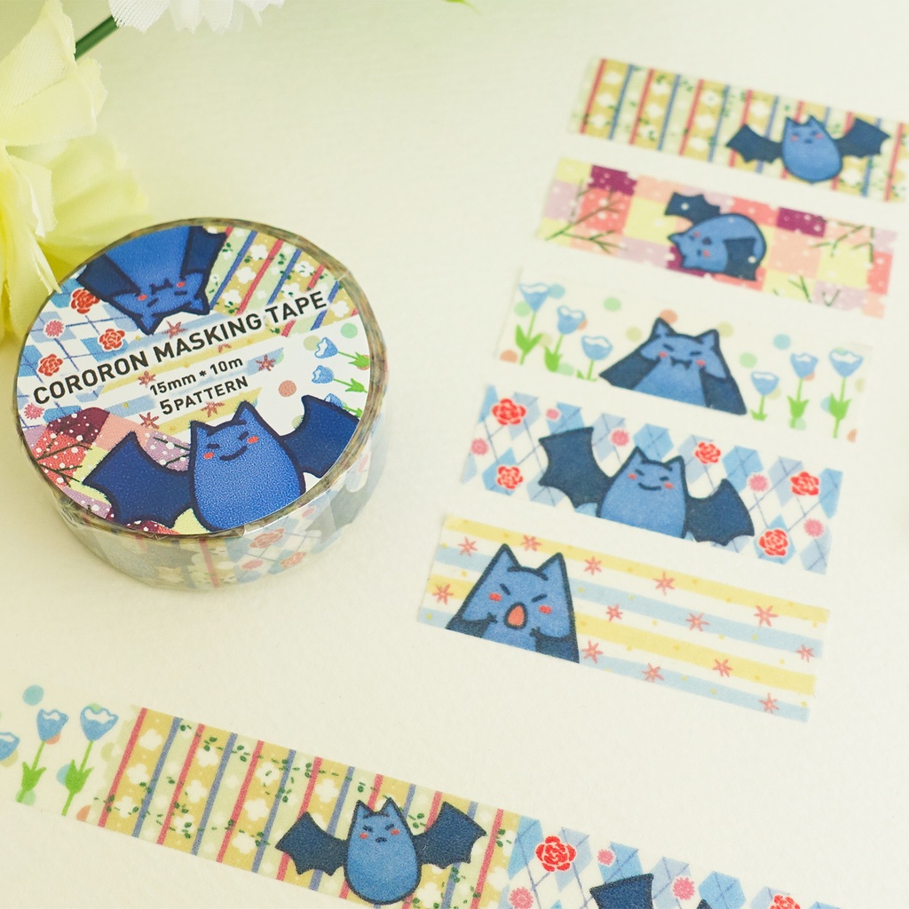 アウトレット2個セット!コウモリのマスキングテープ*15mm×10m