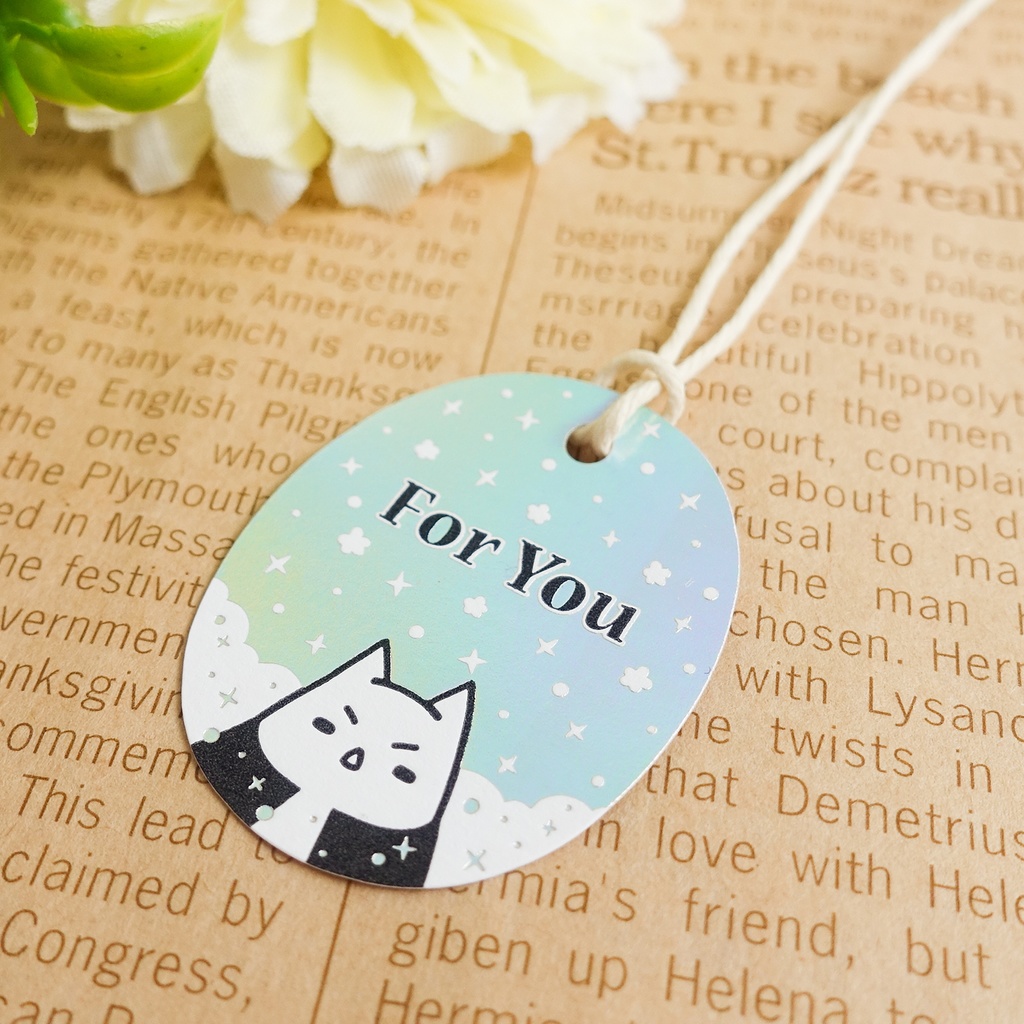 コウモリの箔押しサンキューシールとForYouタグセット