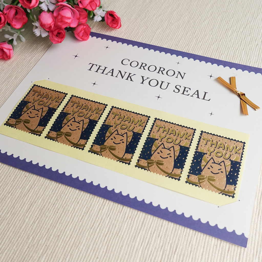 コウモリの箔押しサンキューシールとForYouタグセット