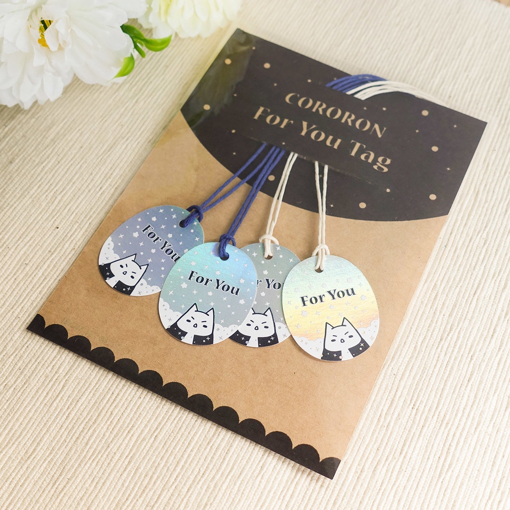 コウモリの箔押しサンキューシールとForYouタグセット