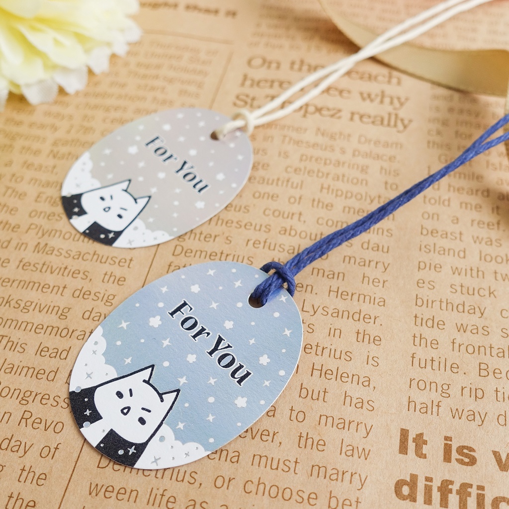 コウモリの箔押しサンキューシールとForYouタグセット