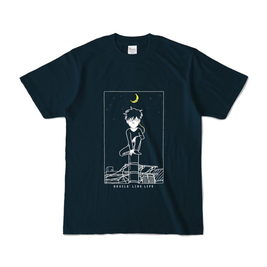 デビルズラインよまわりTシャツ（ネイビー／黄色い月）