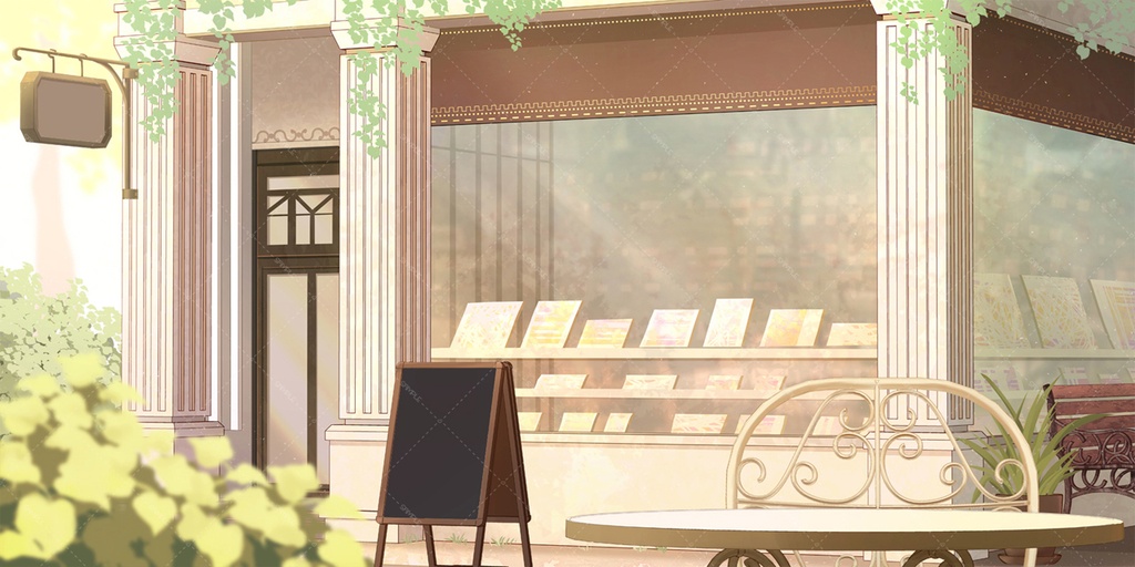 【配信背景|背景素材】街角のショップ01