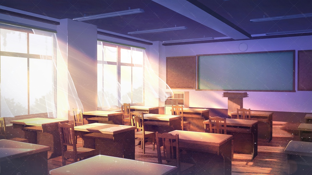 (無料)【背景素材】学校の教室01