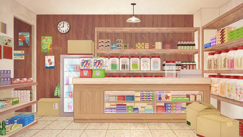 【背景素材】駄菓子屋の店先&店内