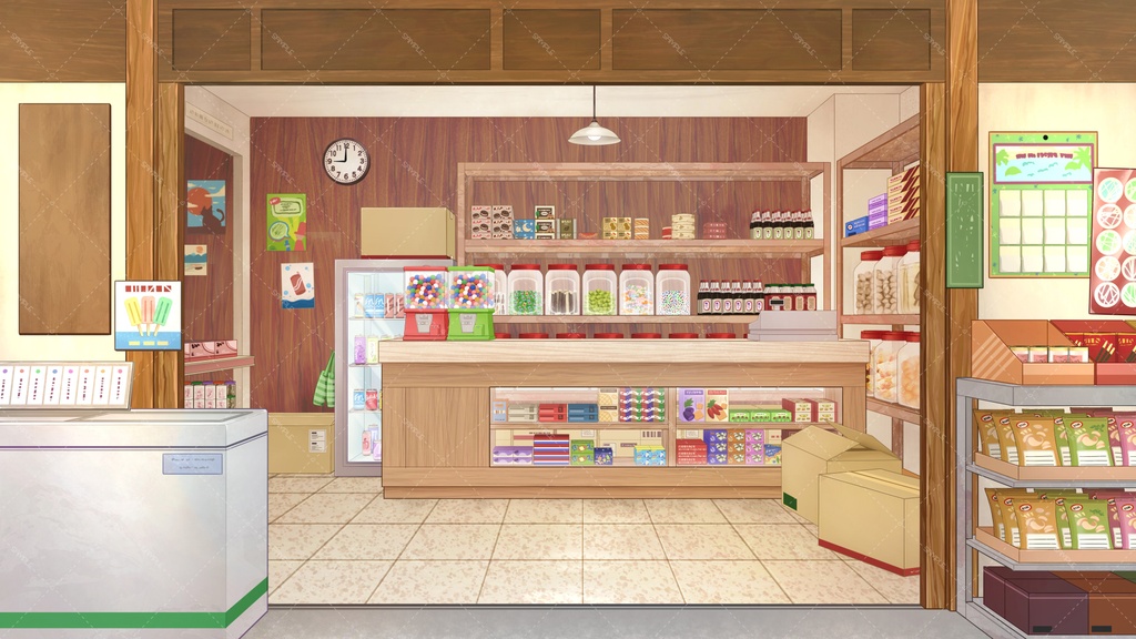 【背景素材】駄菓子屋の店先&店内