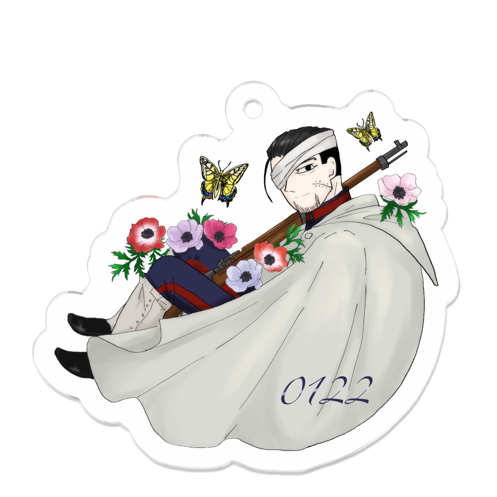 尾形百之助誕生花キーホルダー「アネモネ」