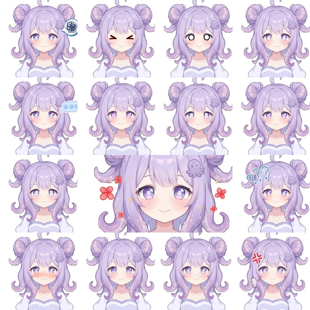 【Live2dモデル限定一点】超かわいいタコ美少女Takochan【パーツ分け済みPSDイラストを含める】Live2d model cute girl fairy only for one person vtuber debut