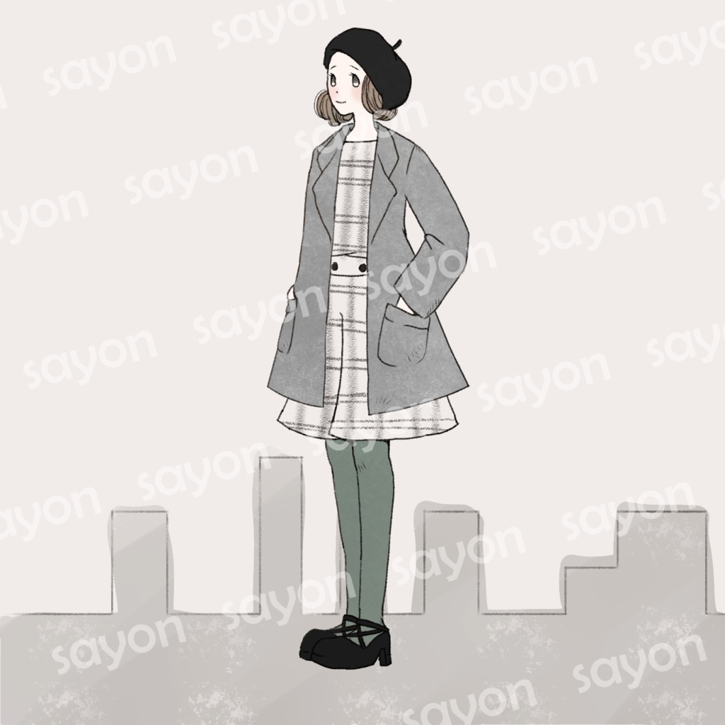 アイコン・イラスト/コートを着た女性