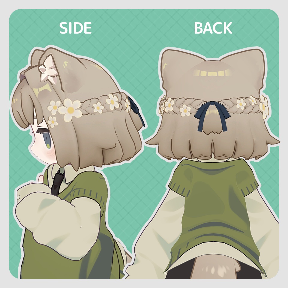 お花と三つ編みのハーフアップ【キプフェル・まめひなた対応】