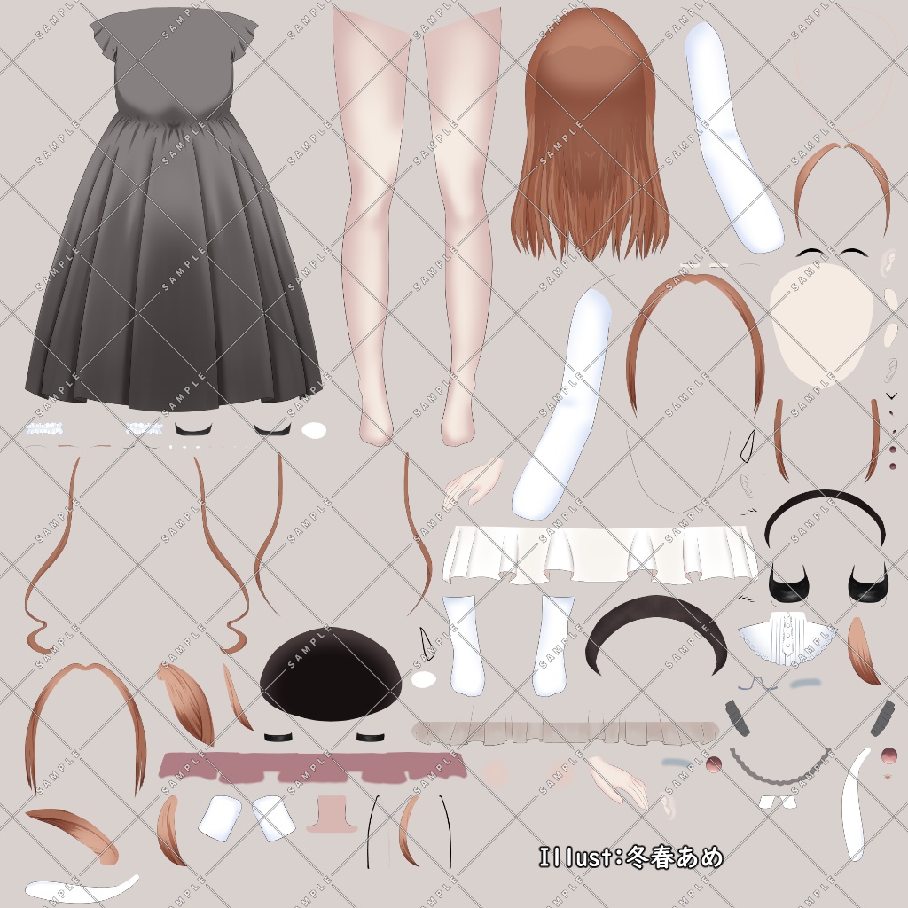 【限定1点】うさぎみみベレーの女の子【パーツ分け済PSD】