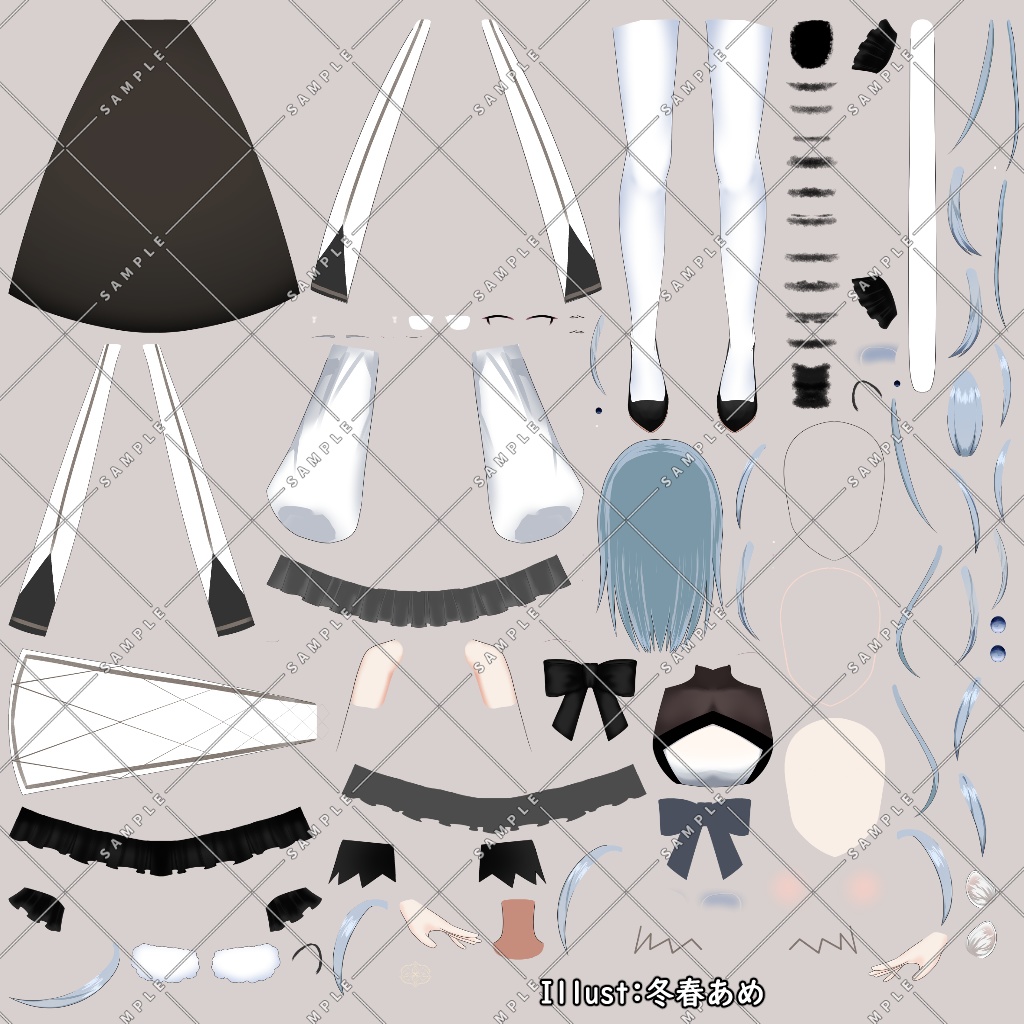 【限定1点】ホワイトタイガーの女の子【パーツ分け済PSD】