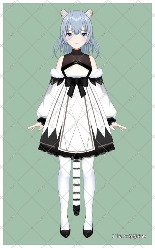 【限定1点】ホワイトタイガーの女の子【パーツ分け済PSD】