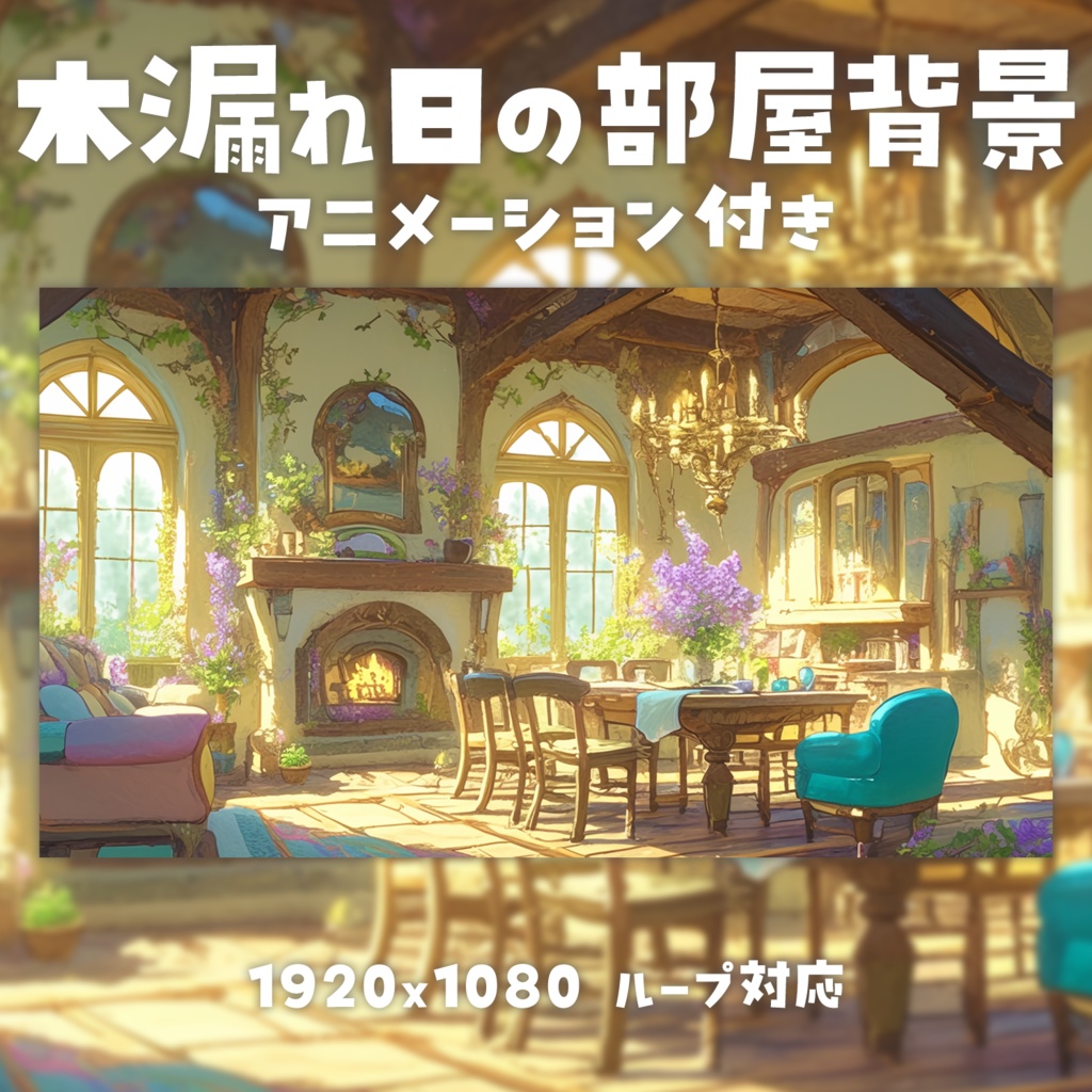 【動く背景素材】木漏れ日の部屋背景
