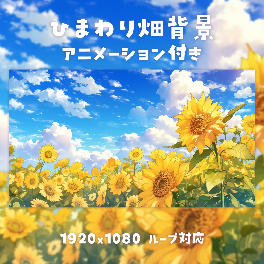 【動く背景素材】ひまわり畑背景