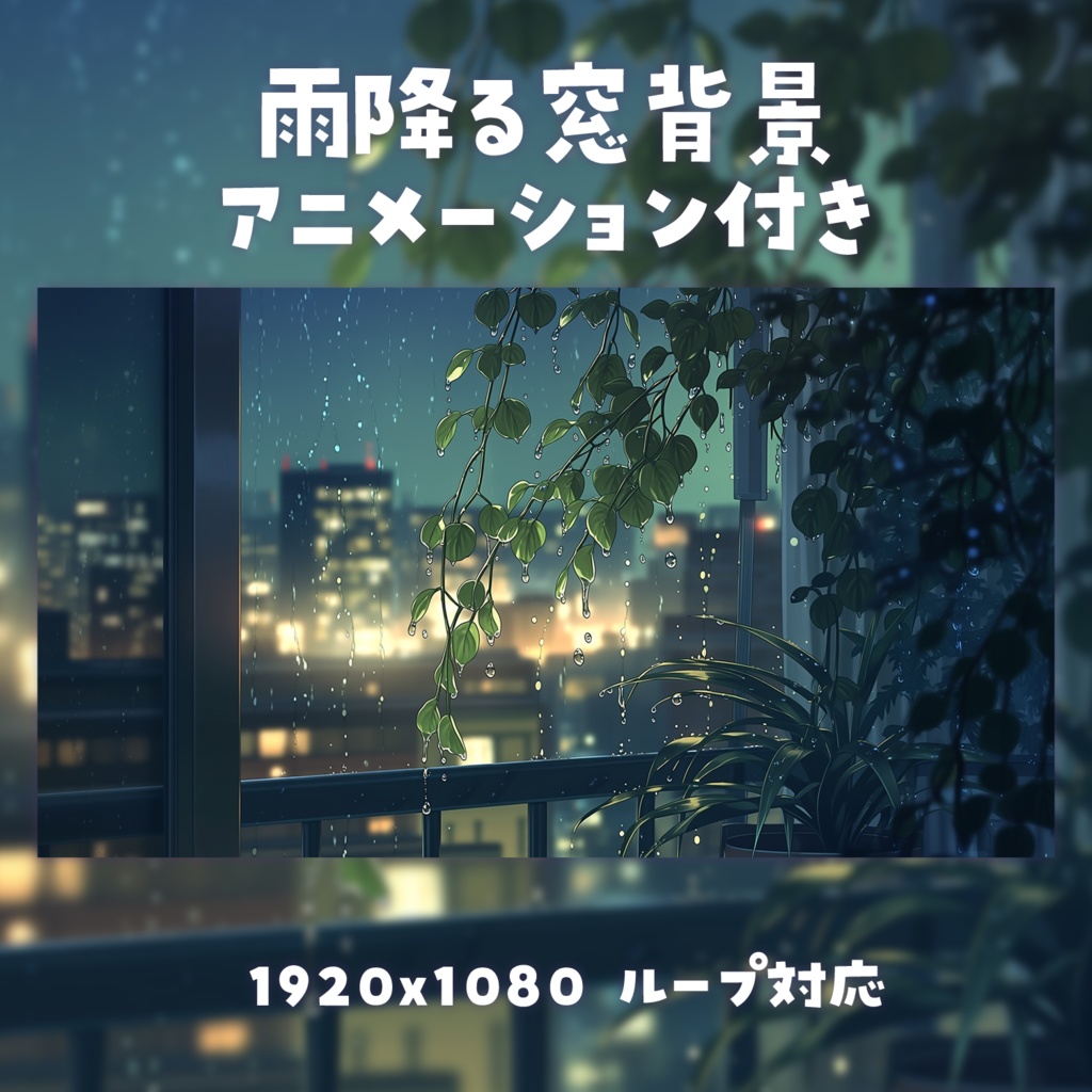 【動く背景素材】雨降る窓背景