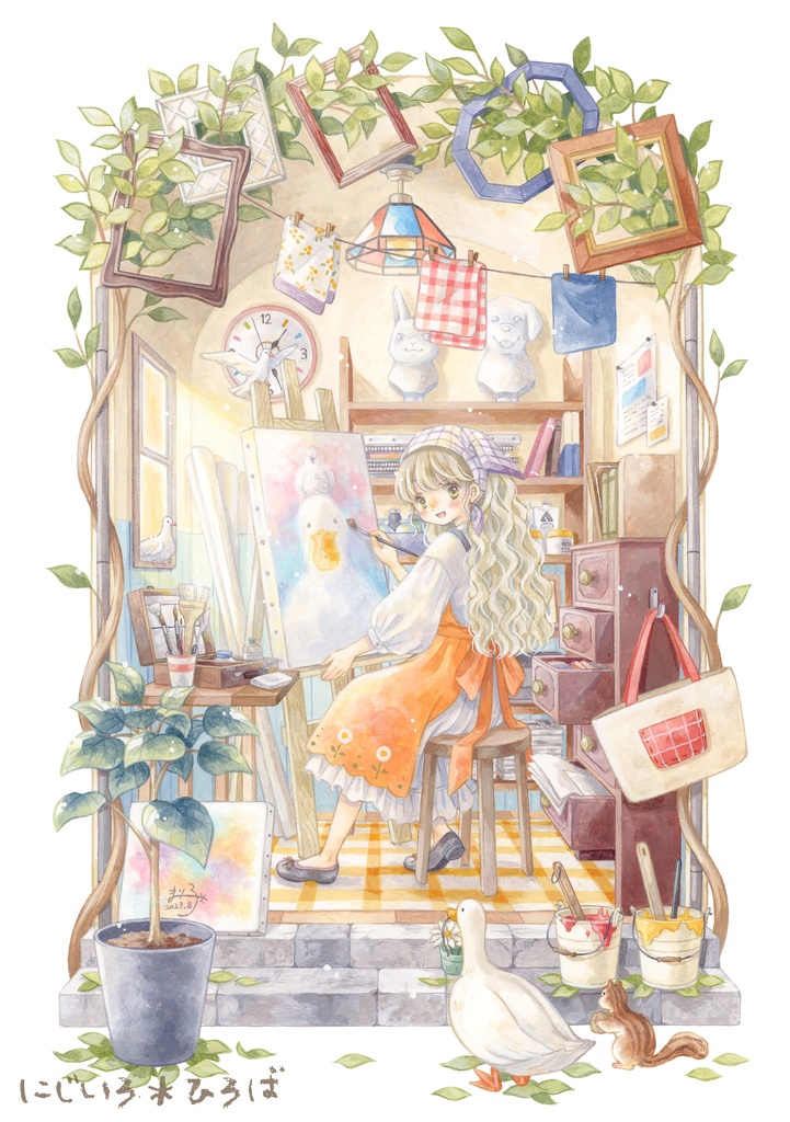 キャンバスプリント「ひだまりのアトリエにて」柄