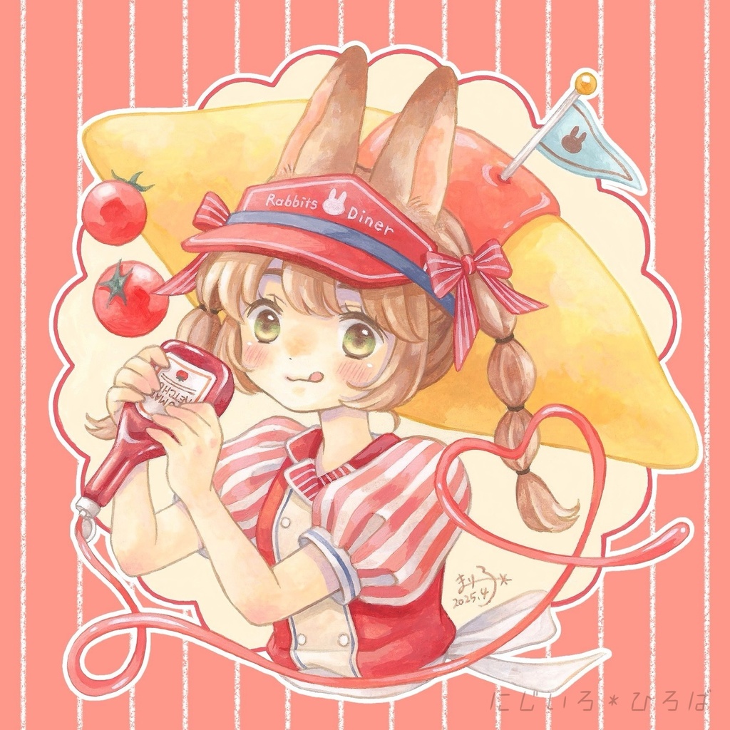 イーゼル付きミニキャンバス「うさぎとオムライス」