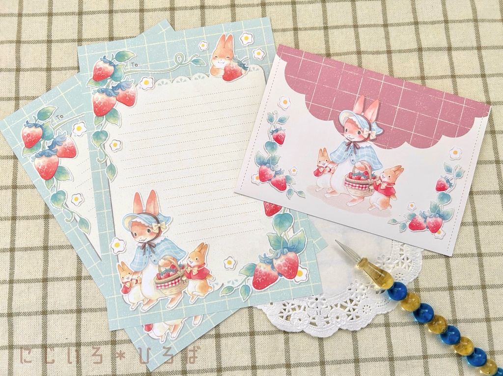 うさぎ×いちごレターセット