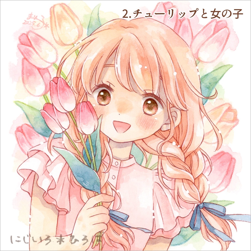 花と女の子ステッカー 2種