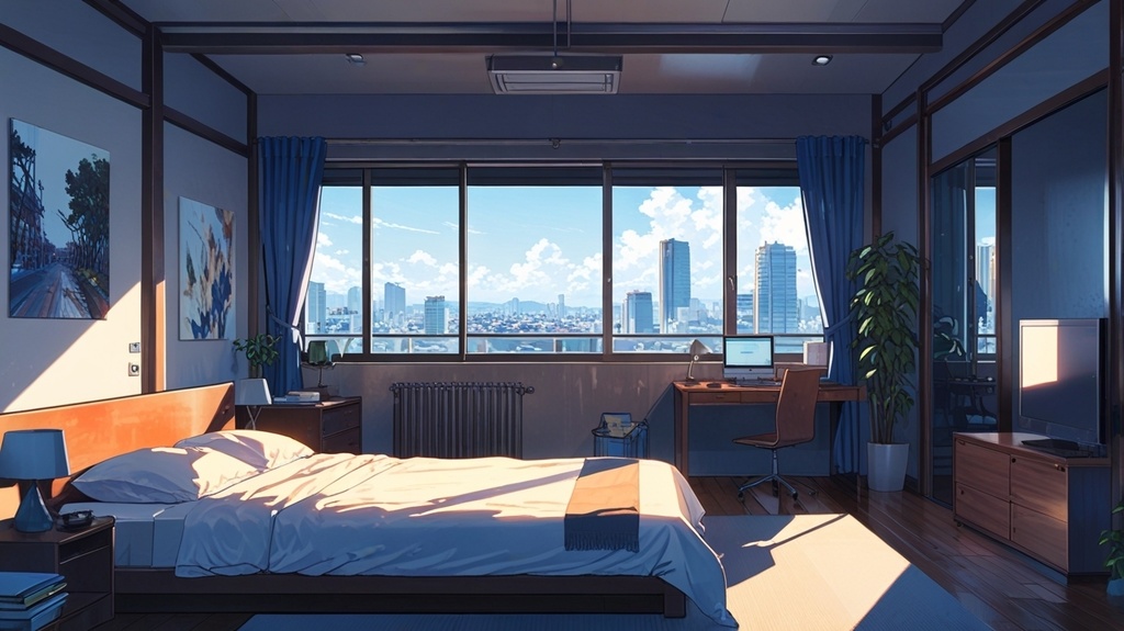 aesthetic bedroom japan style for VTuber background