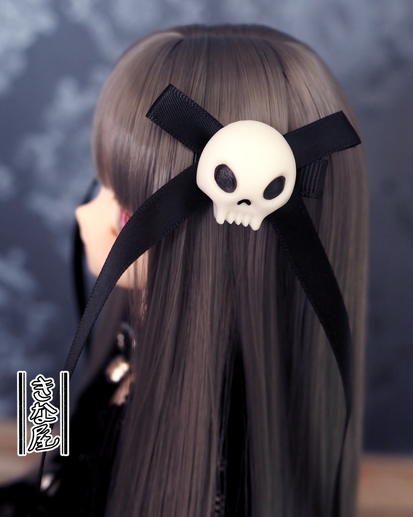 【ドール用】ヘアアクセ 髑髏リボン