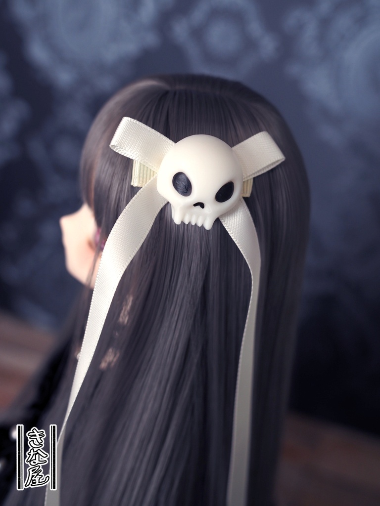 【ドール用】ヘアアクセ 髑髏リボン