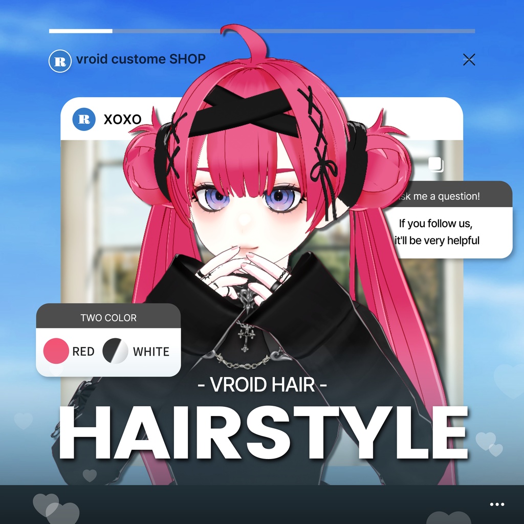 [VROID] TWINTAIL_HAIR (2color)