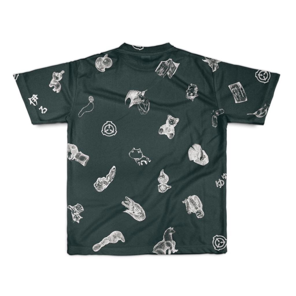 【SCP Foundation】SCiP手描き風Tシャツ(黒地/両面印刷)