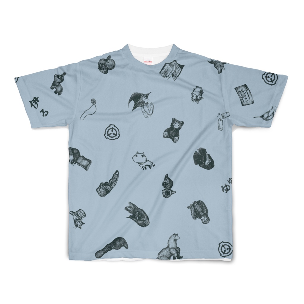 【SCP Foundation】SCiP手描き風Tシャツ(青地/両面印刷)