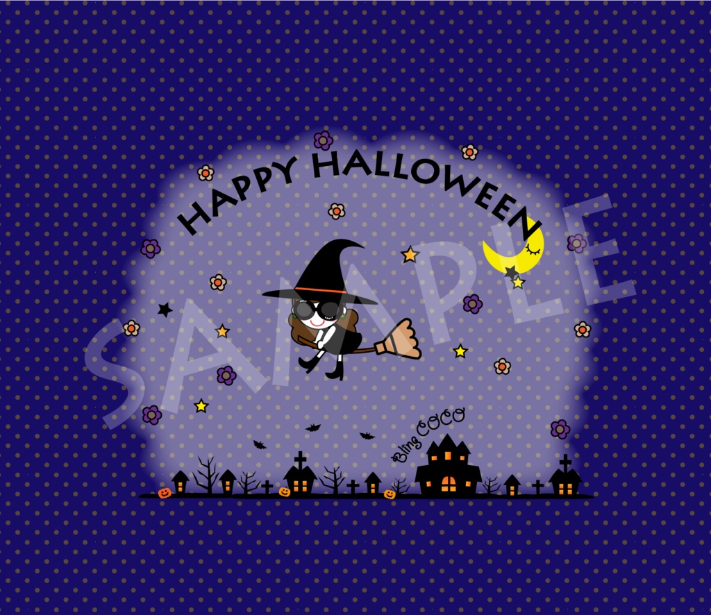 Bling COCO ハロウィン壁紙｜スマホ ロック画面・ホーム画面＆PC｜Navy / Brown
