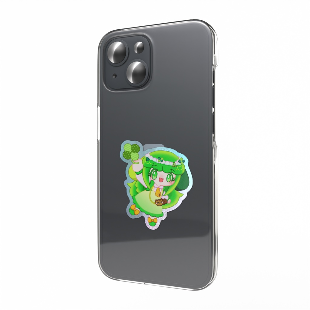 はっぴーわんちわオーロラスマホステッカー