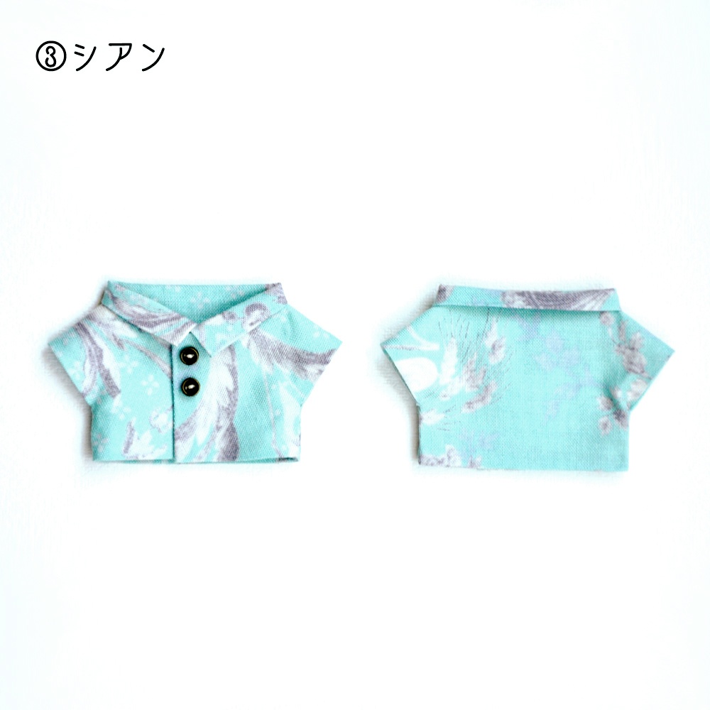 襟付き柄シャツ